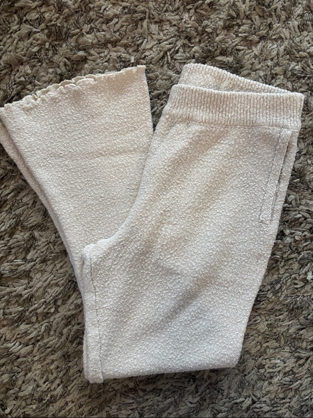 Free People Beach Cream Textured Knit Flare Pants - Picture 9 of 9